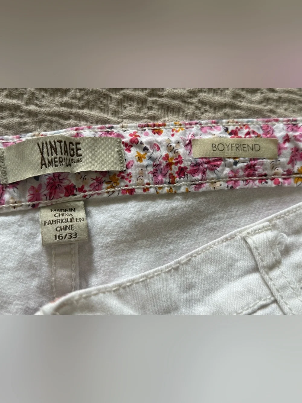 Vintage America White Stretch Cropped Jeans